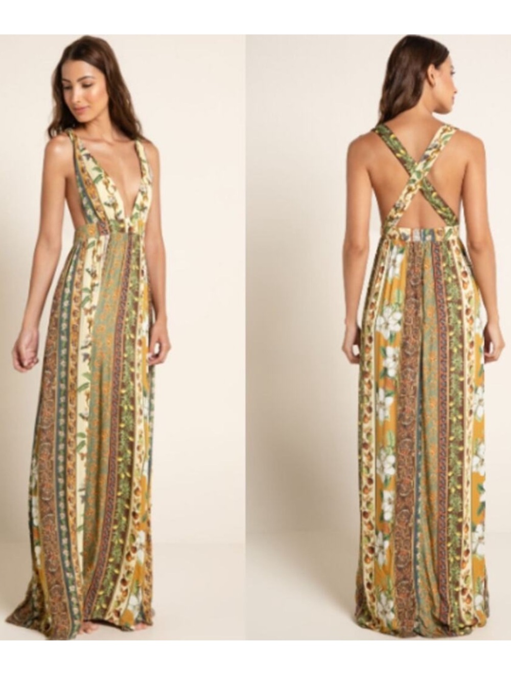 GORGEOUS AGUA BENDITA EVERGREEN STORY NATURALIA MAXI DRESS M - Picture 3 of 14